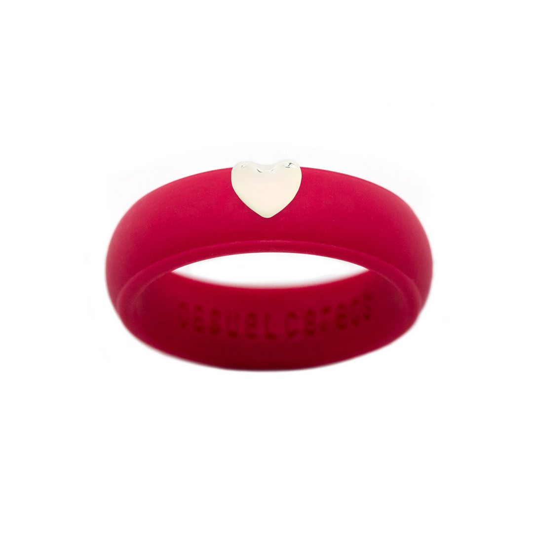 Puffy Gold Heart Silicone Ring - Size 9
