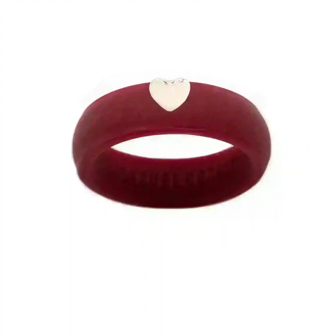 Puffy Gold Heart Silicone Ring - Size 8