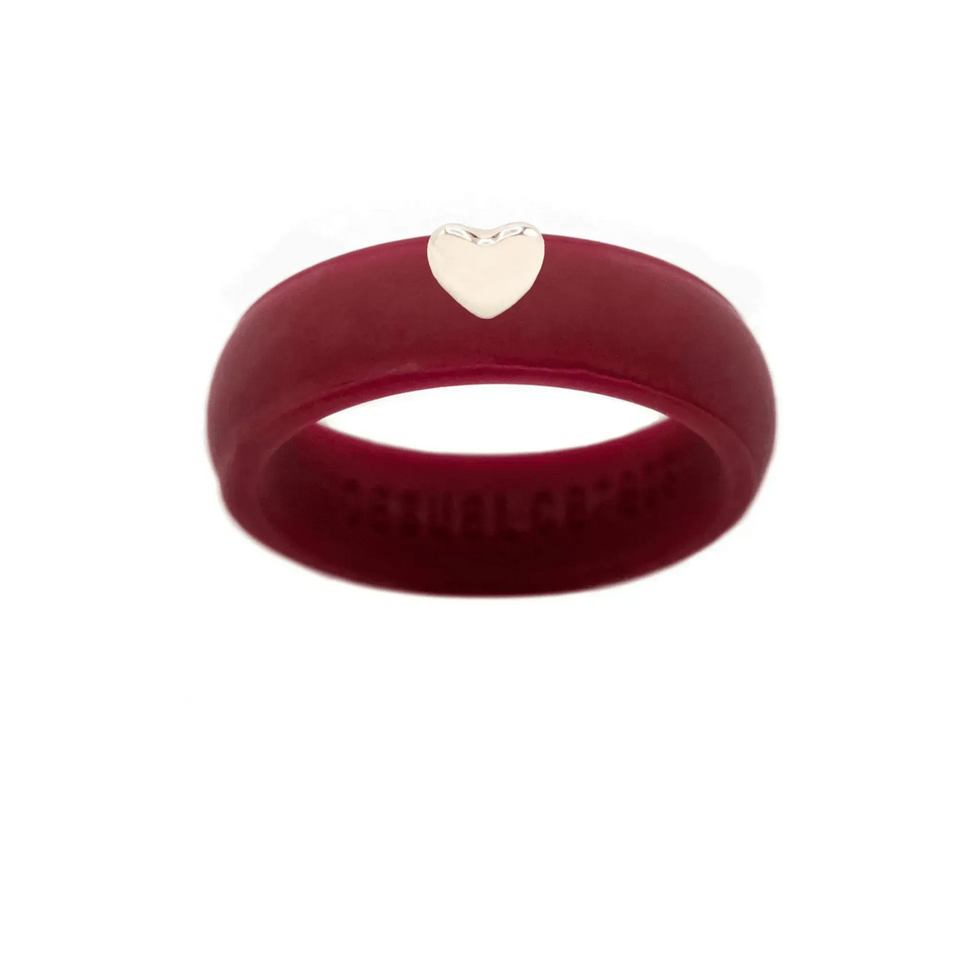 Puffy Gold Heart Silicone Ring - Size 9