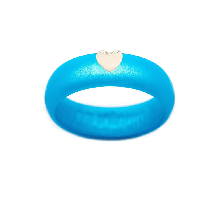 Puffy Gold Heart Silicone Ring - Size 9