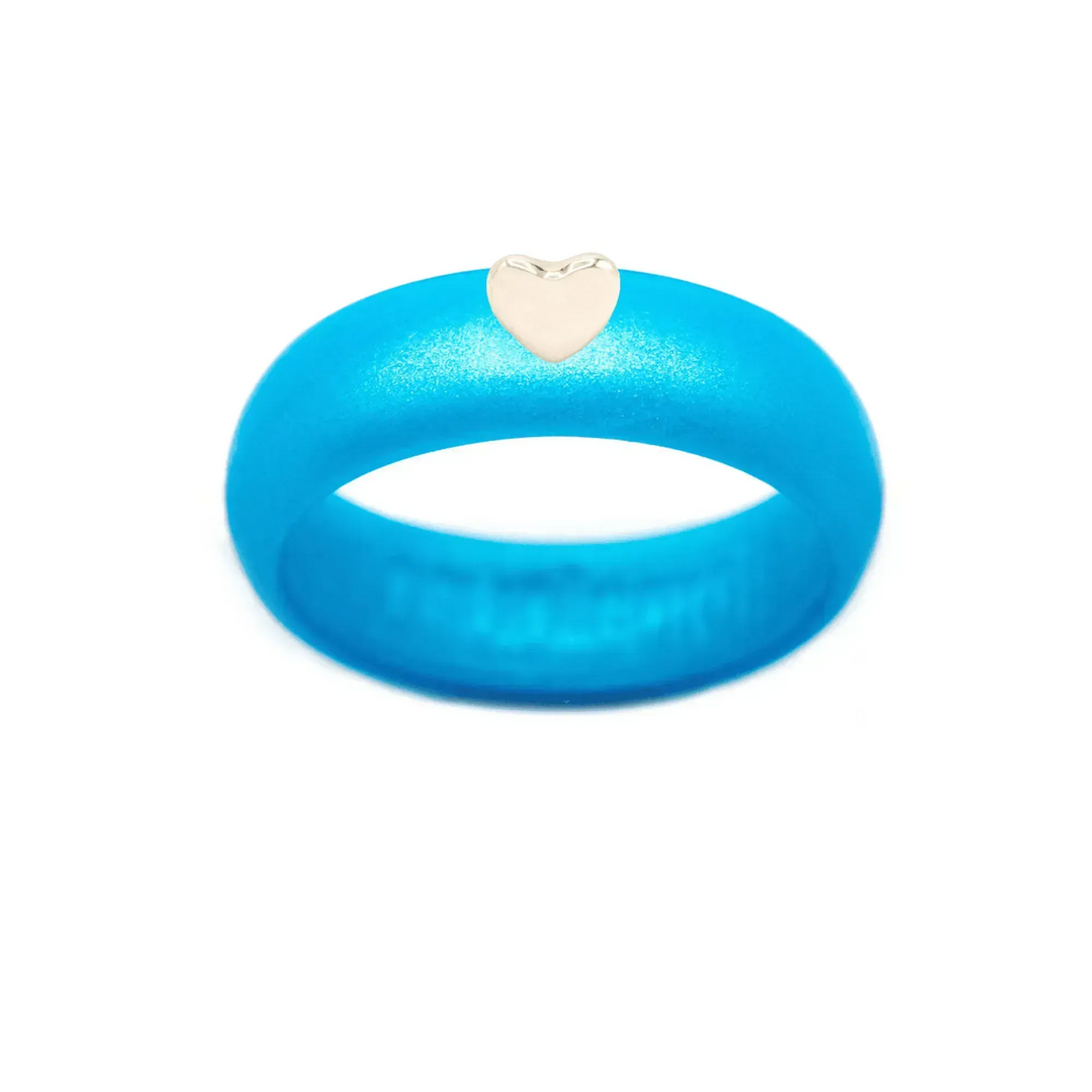 Puffy Gold Heart Silicone Ring - Size 9
