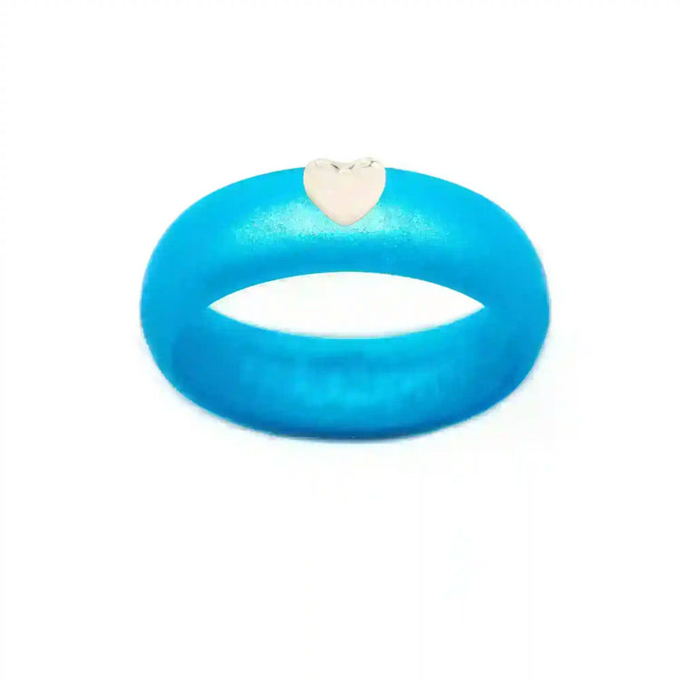 Puffy Gold Heart Silicone Ring - Size 8