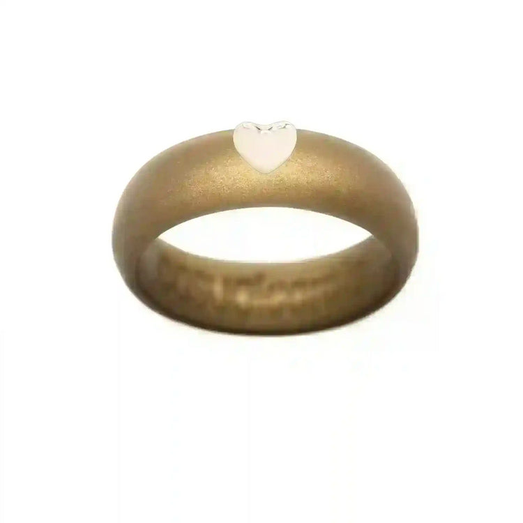 Puffy Gold Heart Silicone Ring - Size 8