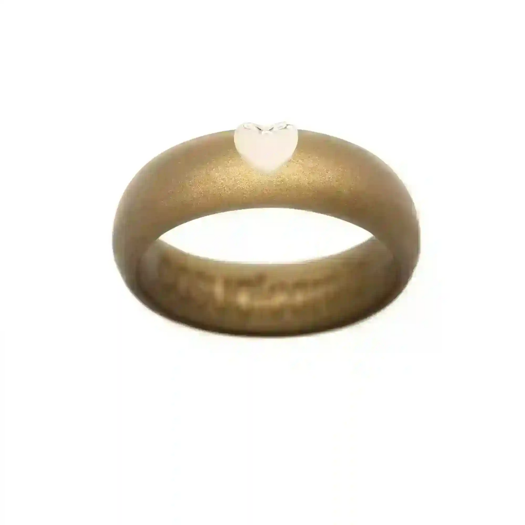 Puffy Gold Heart Silicone Ring - Size 8