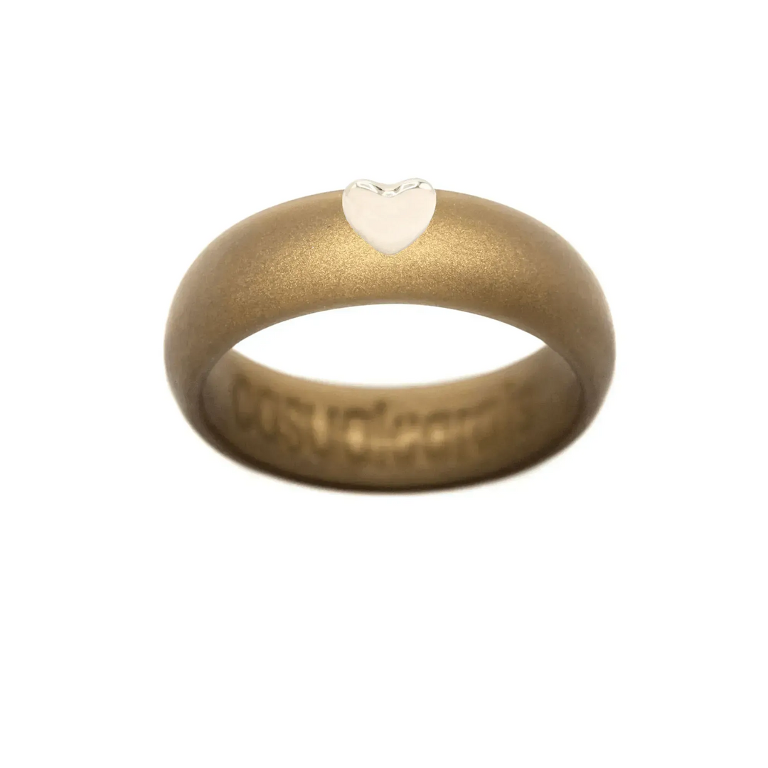 Puffy Gold Heart Silicone Ring - Size 9