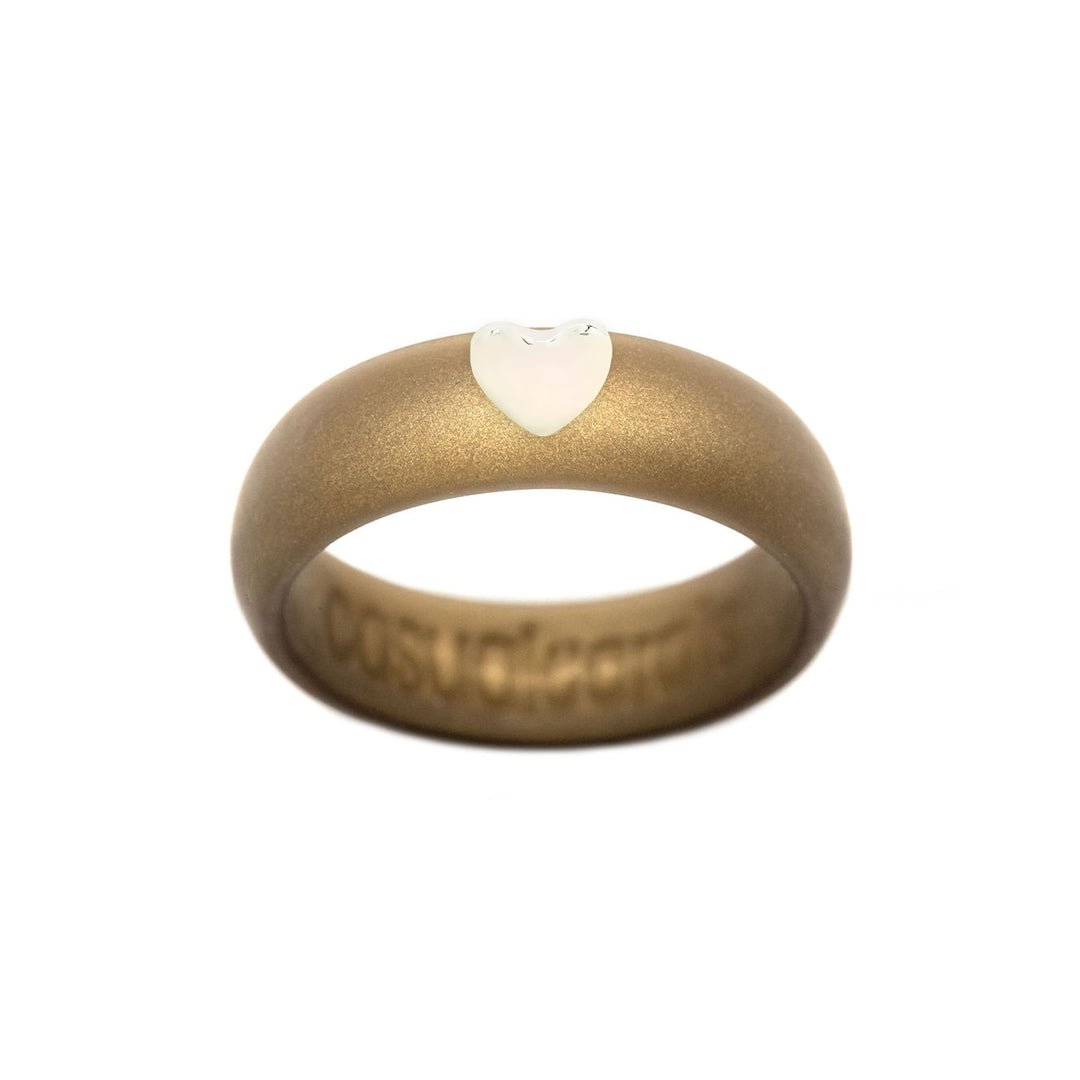 Puffy Gold Heart Silicone Ring - Size 4