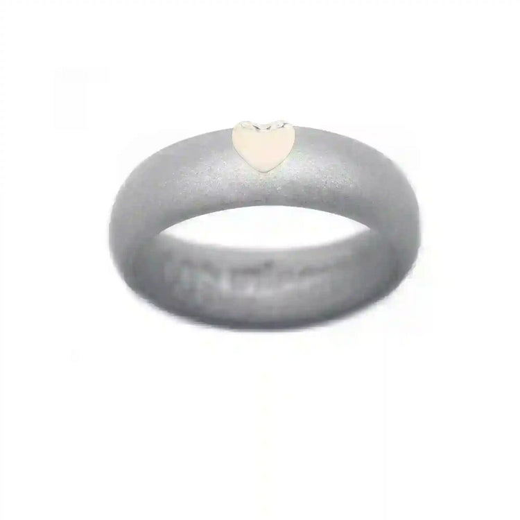 Puffy Gold Heart Silicone Ring - Size 8