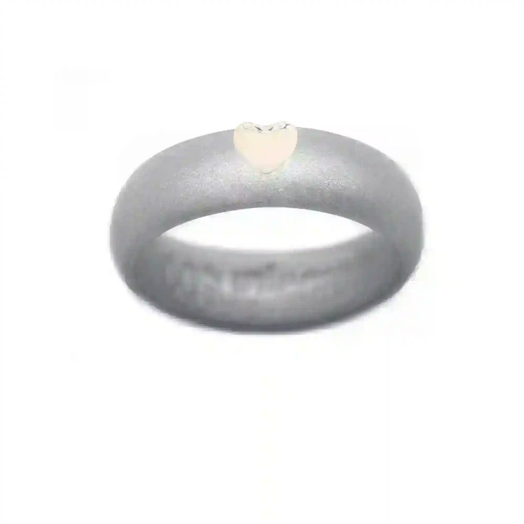 Puffy Gold Heart Silicone Ring - Size 8