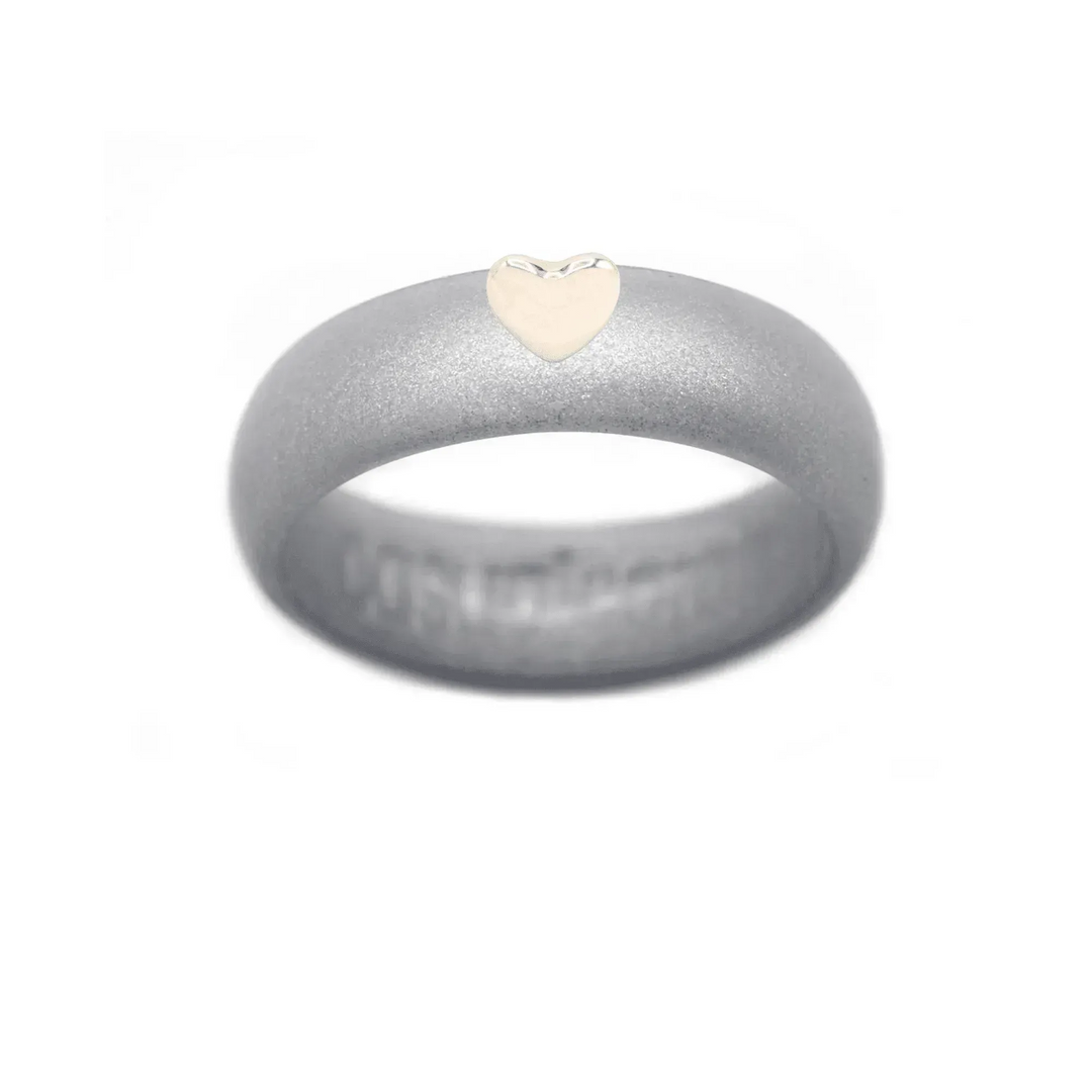 Puffy Gold Heart Silicone Ring - Size 9
