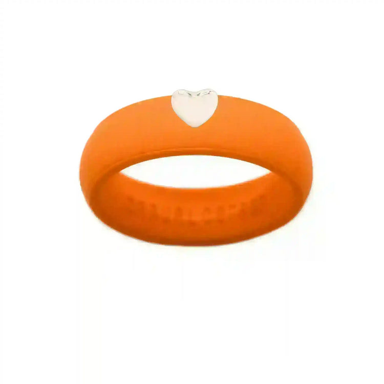 Puffy Gold Heart Silicone Ring - Size 8