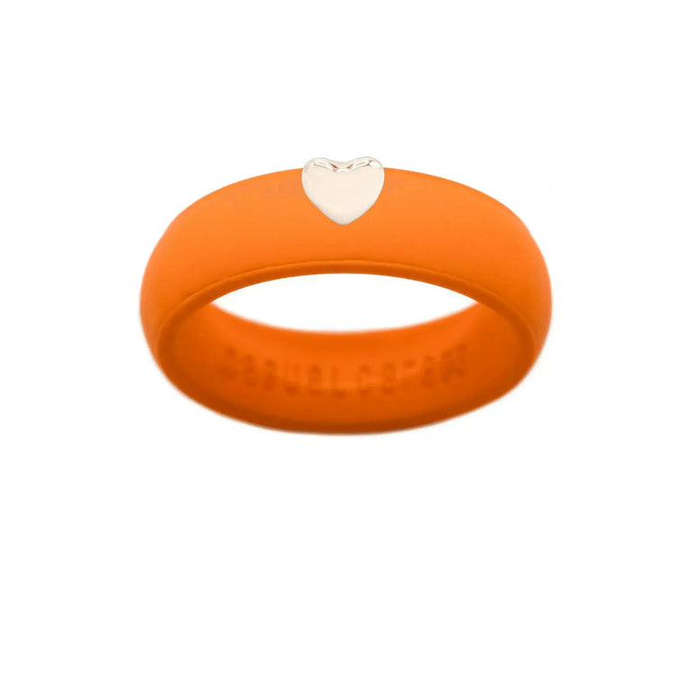 Puffy Gold Heart Silicone Ring - Size 9