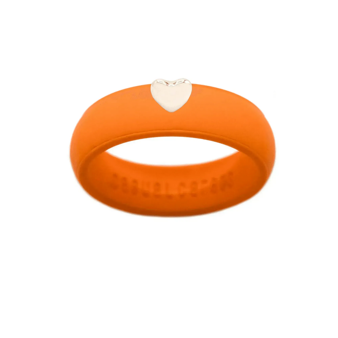 Puffy Gold Heart Silicone Ring - Size 9