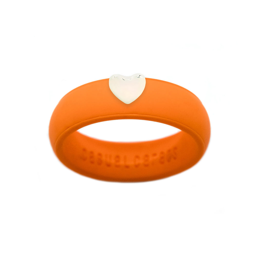 Puffy Gold Heart Silicone Ring - Size 4
