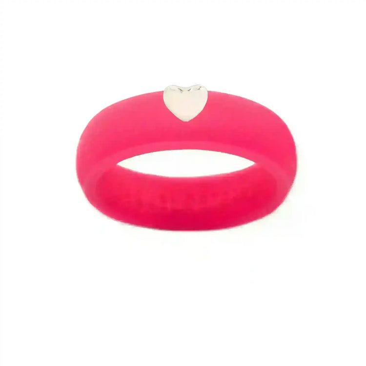 Puffy Gold Heart Silicone Ring - Size 8