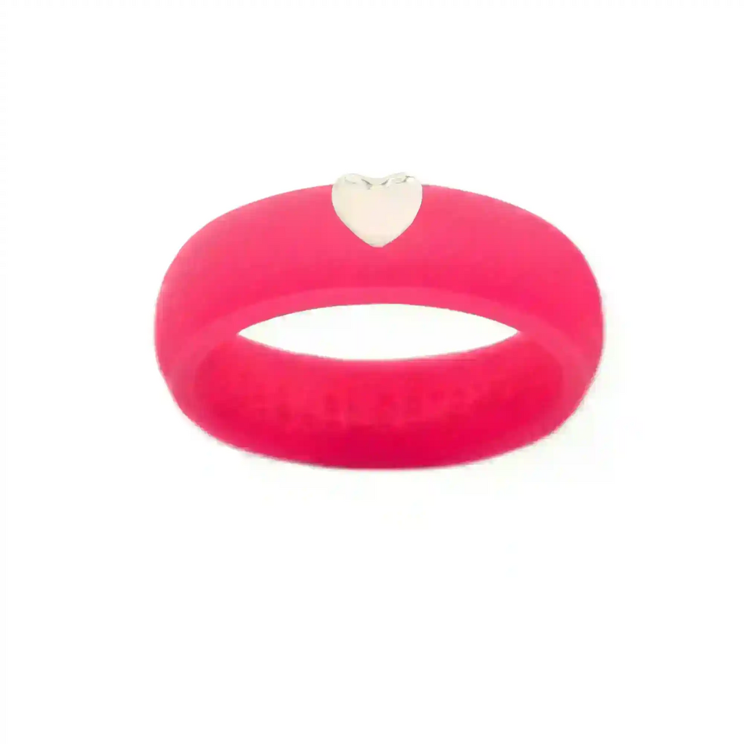 Puffy Gold Heart Silicone Ring - Size 8