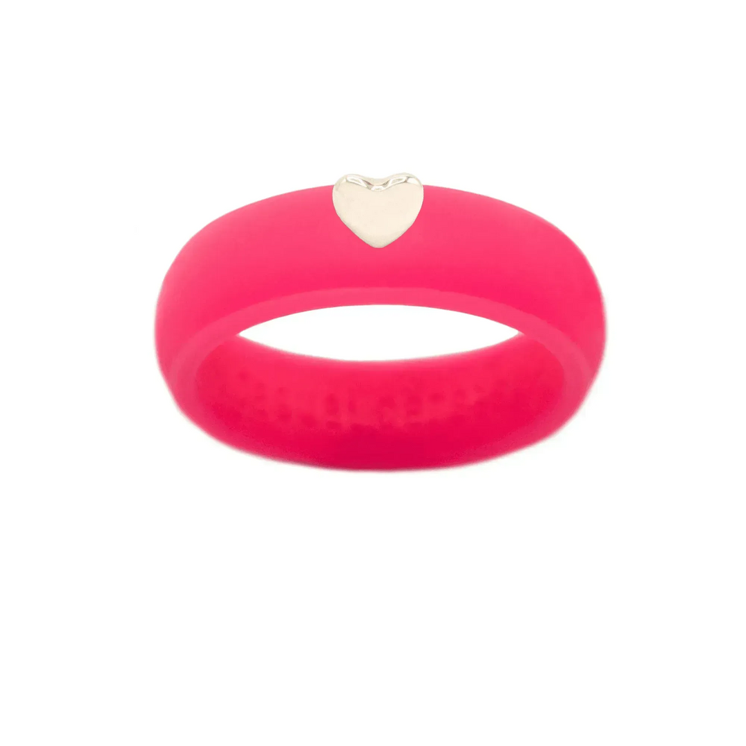 Puffy Gold Heart Silicone Ring - Size 9