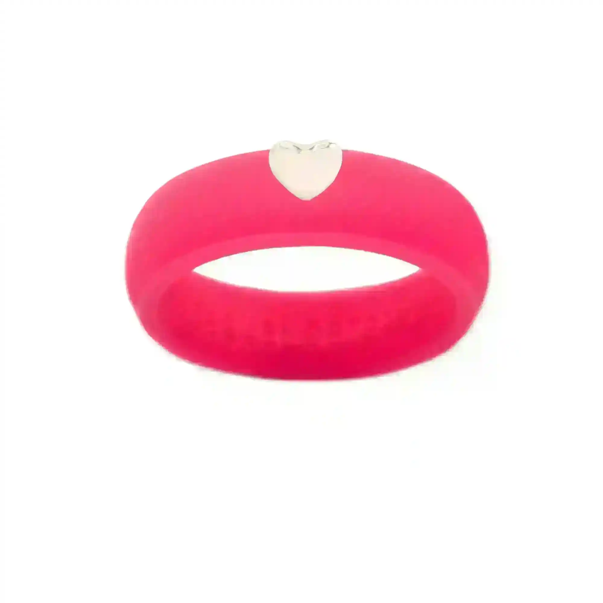 Puffy Gold Heart Silicone Ring - Size 9