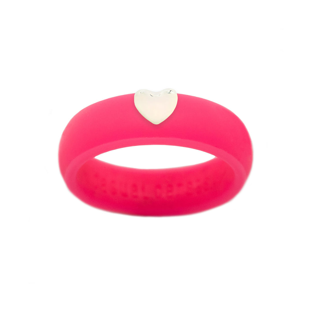 Puffy Gold Heart Silicone Ring - Size 9