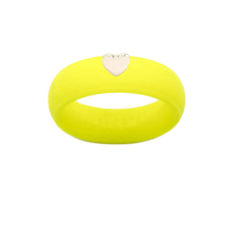 Puffy Gold Heart Silicone Ring - Size 9