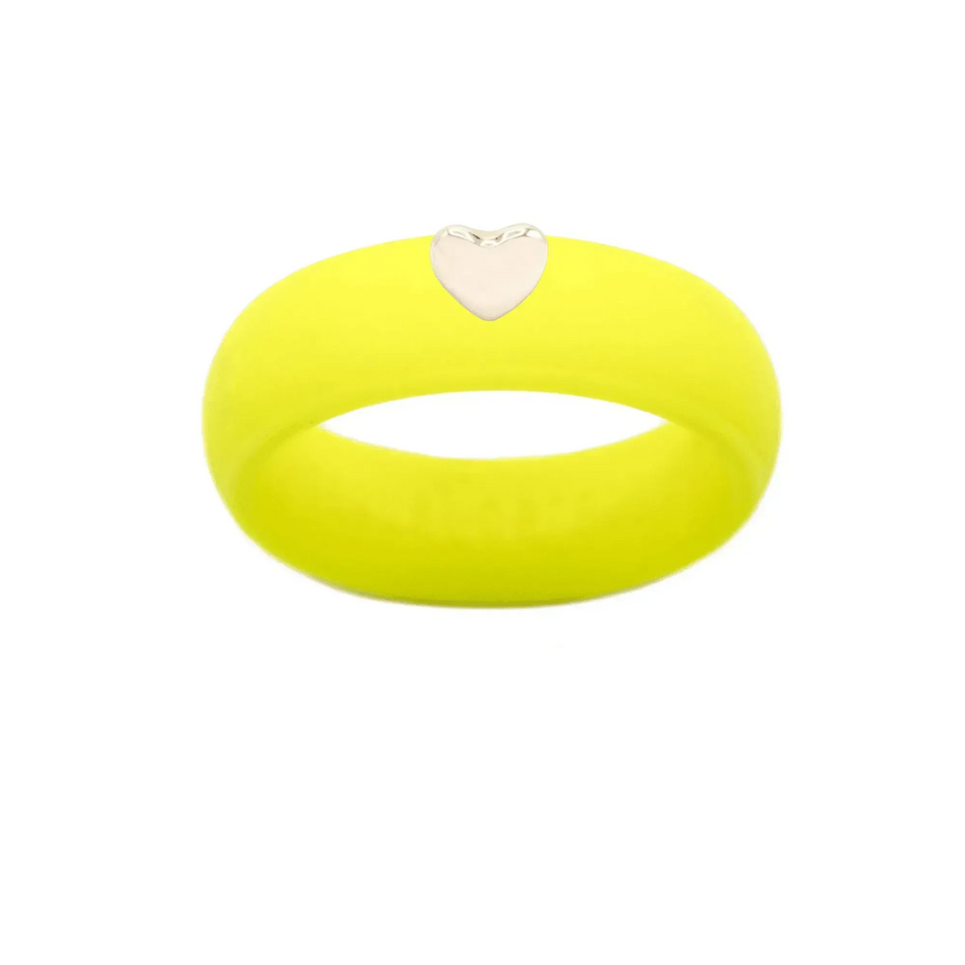Puffy Gold Heart Silicone Ring - Size 9
