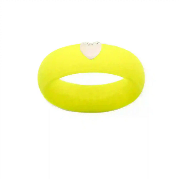 Puffy Gold Heart Silicone Ring - Size 8