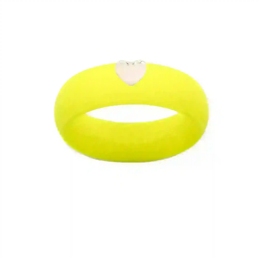 Puffy Gold Heart Silicone Ring - Size 8