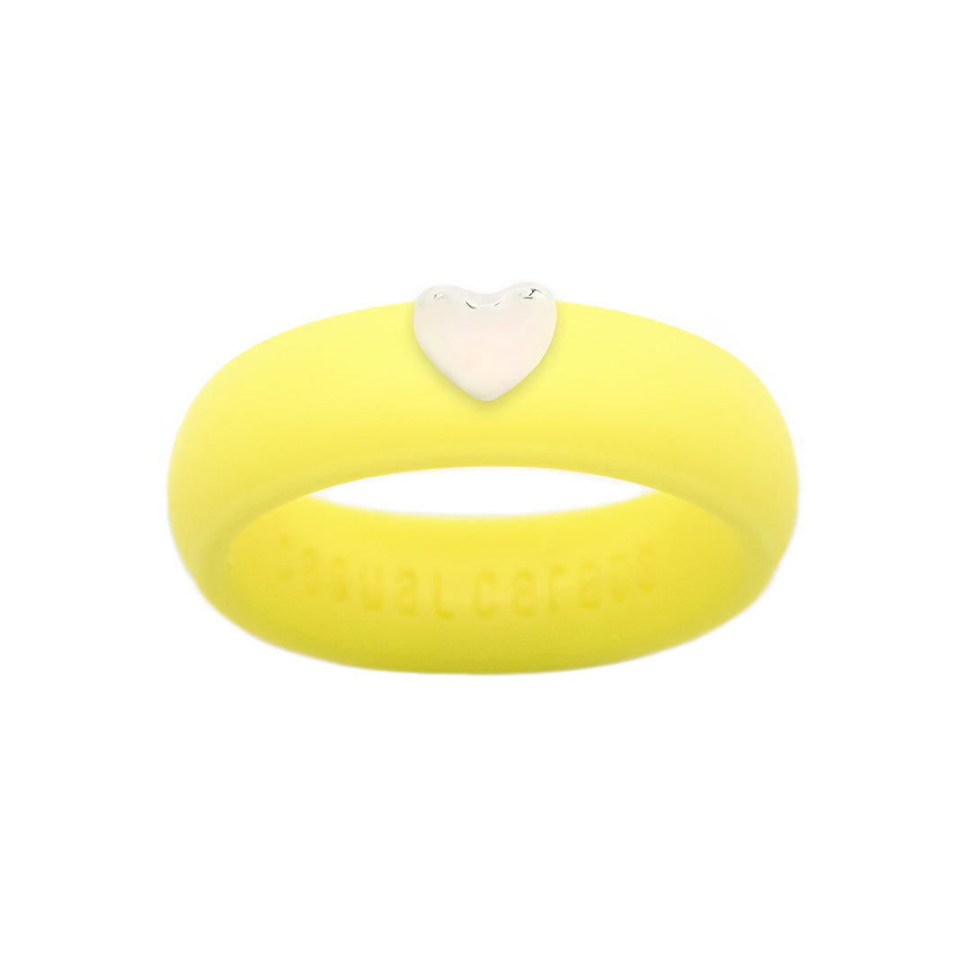 Puffy Gold Heart Silicone Ring - Size 9