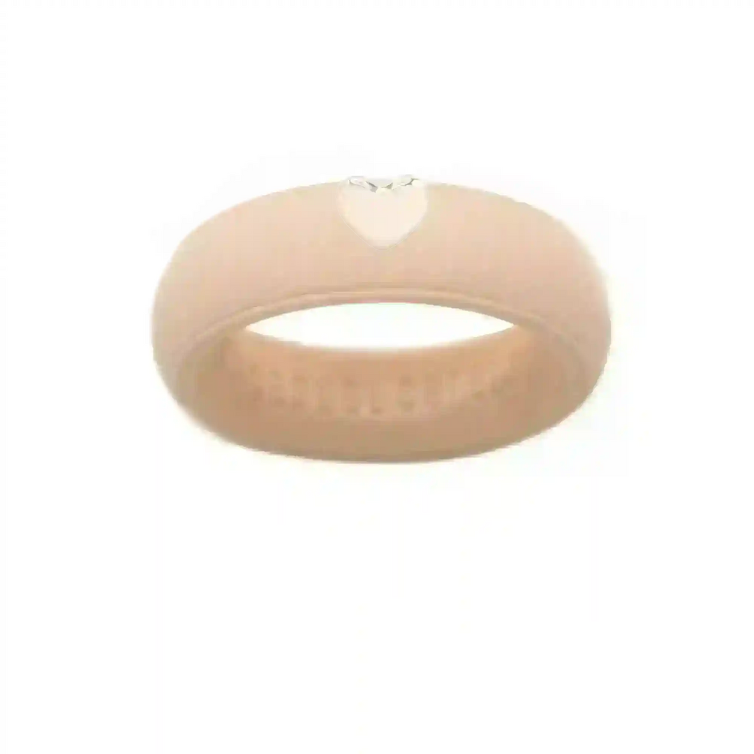 Puffy Gold Heart Silicone Ring - Size 8