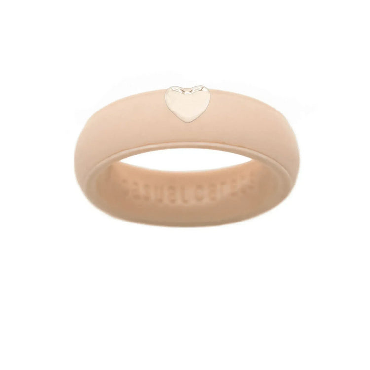 Puffy Gold Heart Silicone Ring - Size 9