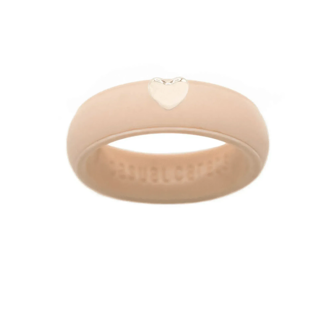 Puffy Gold Heart Silicone Ring - Size 9