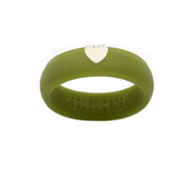 Puffy Gold Heart Silicone Ring - Size 9