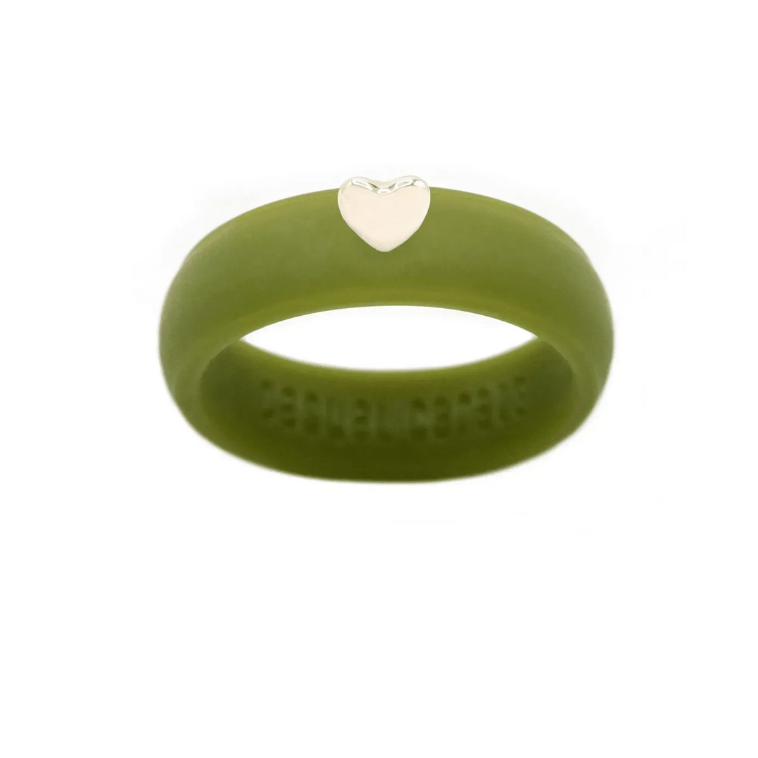 Puffy Gold Heart Silicone Ring - Size 9