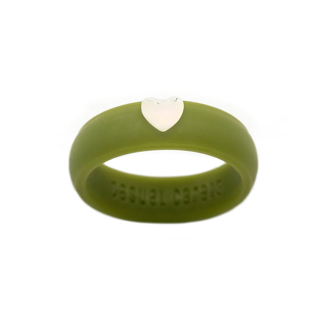 Puffy Gold Heart Silicone Ring - Size 9
