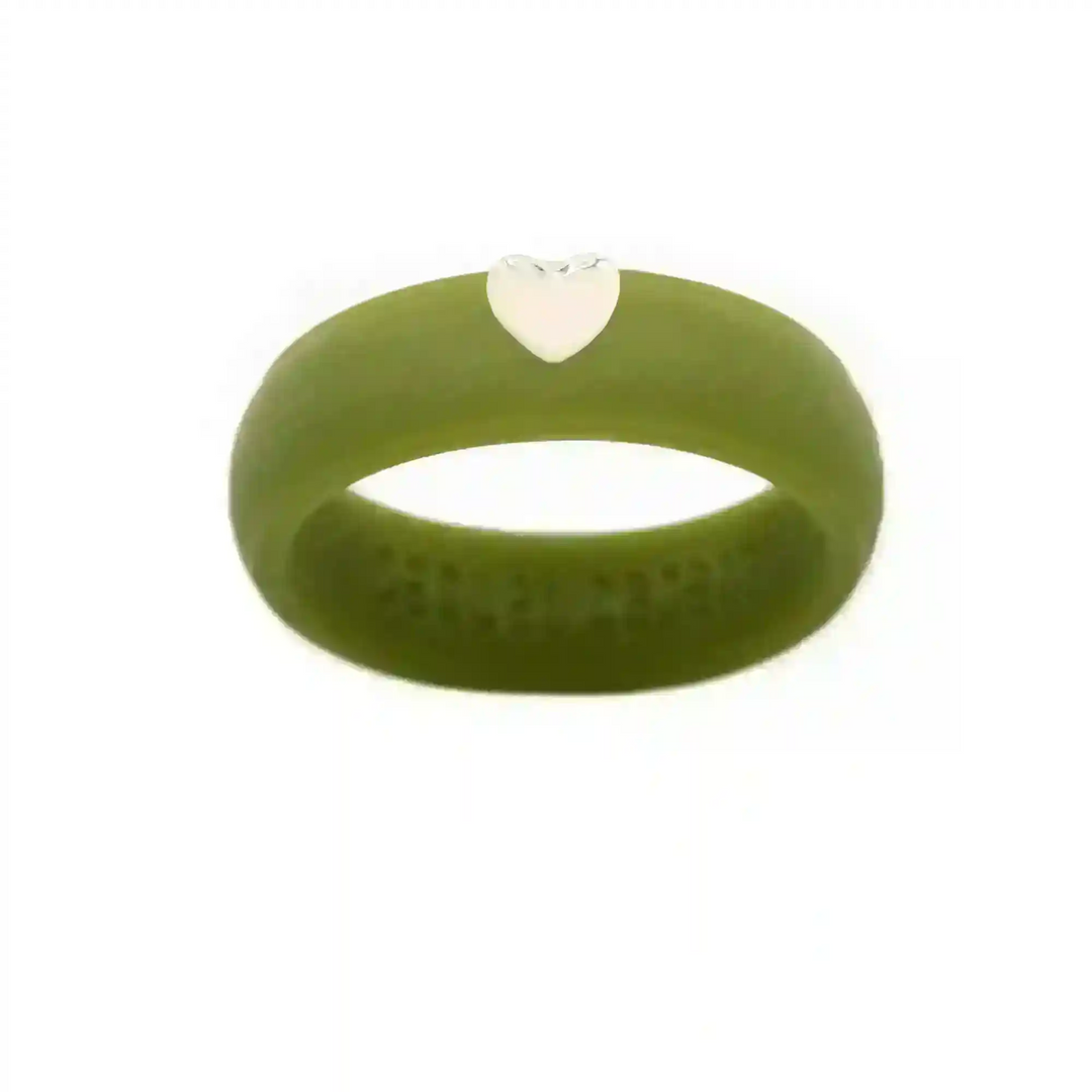 Puffy Gold Heart Silicone Ring - Size 8