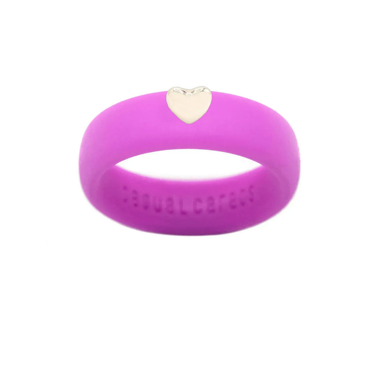 Puffy Gold Heart Silicone Ring - Size 9