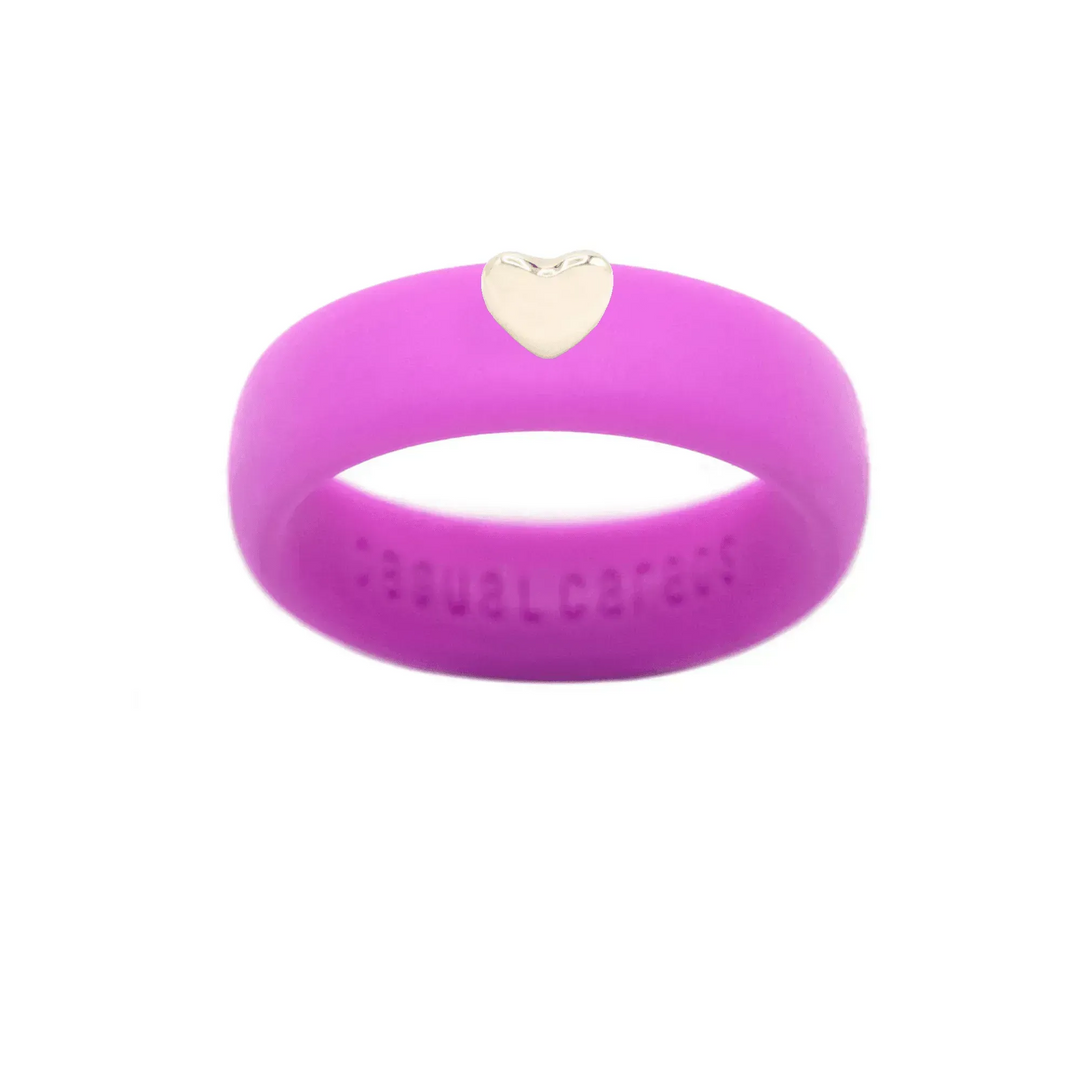 Puffy Gold Heart Silicone Ring - Size 9
