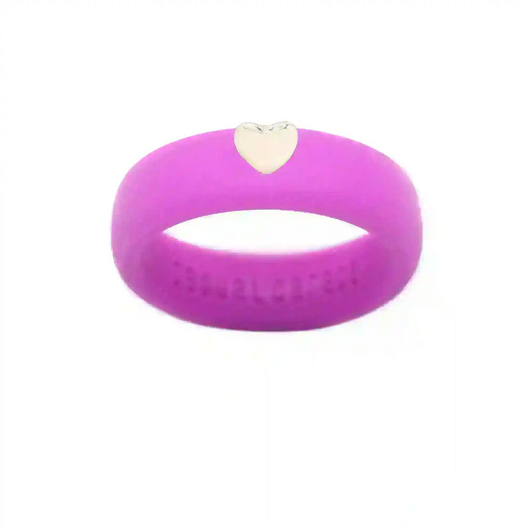 Puffy Gold Heart Silicone Ring - Size 8