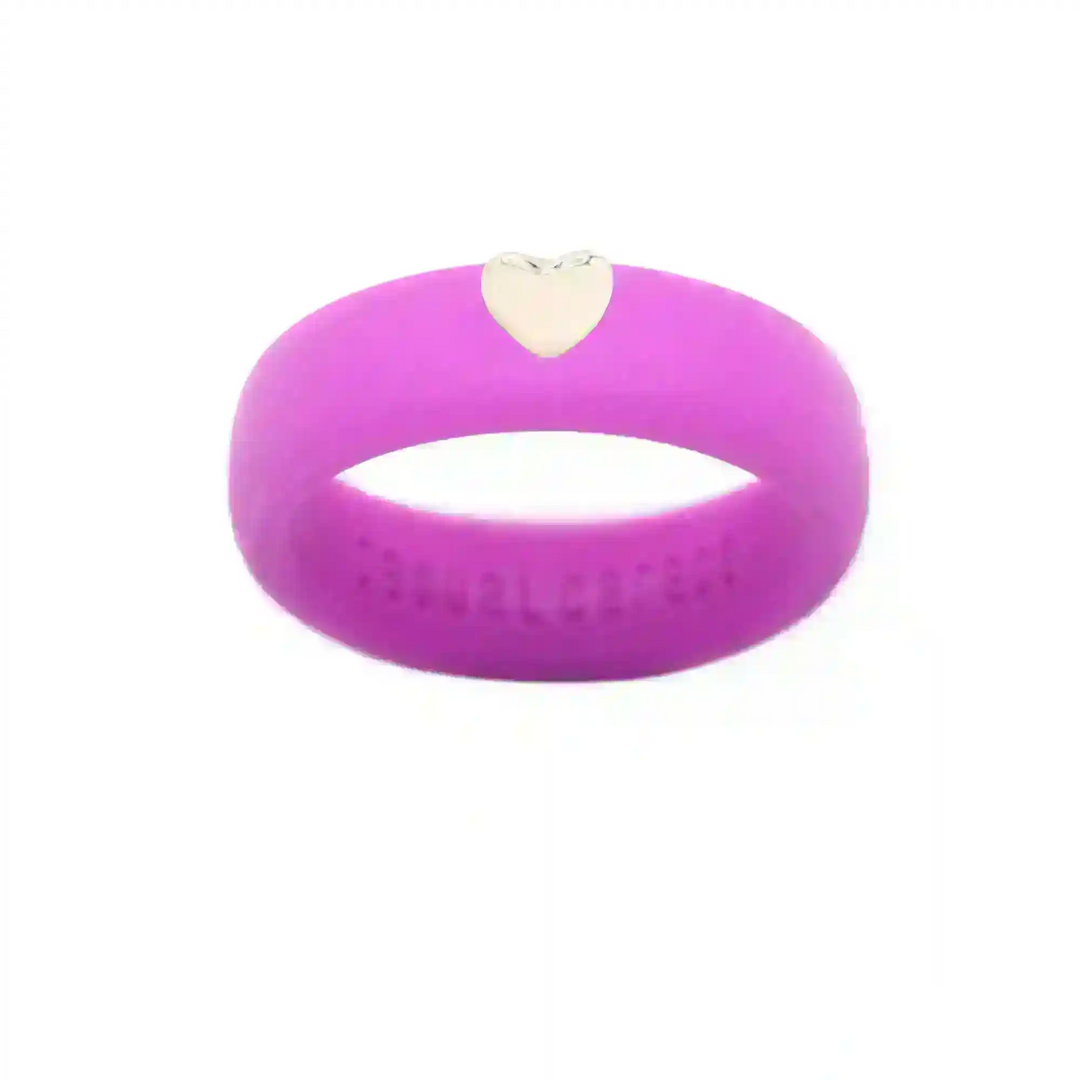 Puffy Gold Heart Silicone Ring - Size 8
