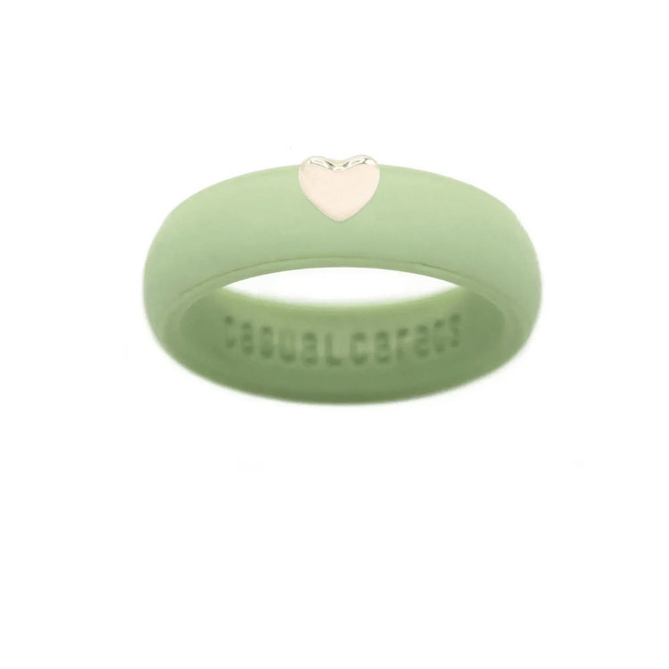 Puffy Gold Heart Silicone Ring - Size 9