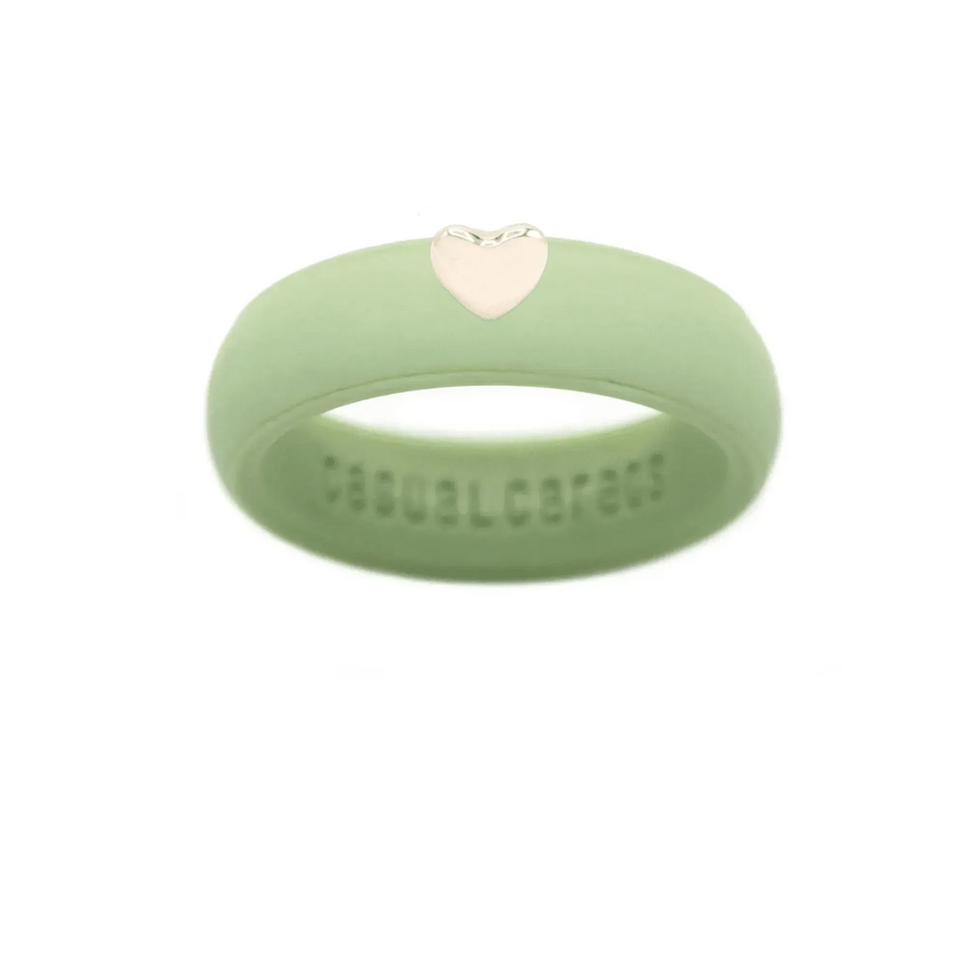 Puffy Gold Heart Silicone Ring - Size 9