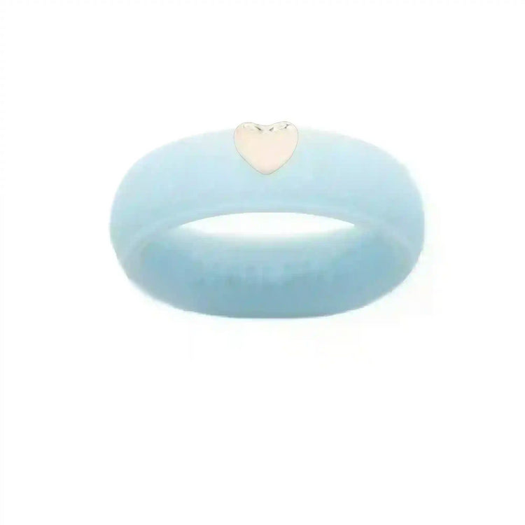 Puffy Gold Heart Silicone Ring - Size 8