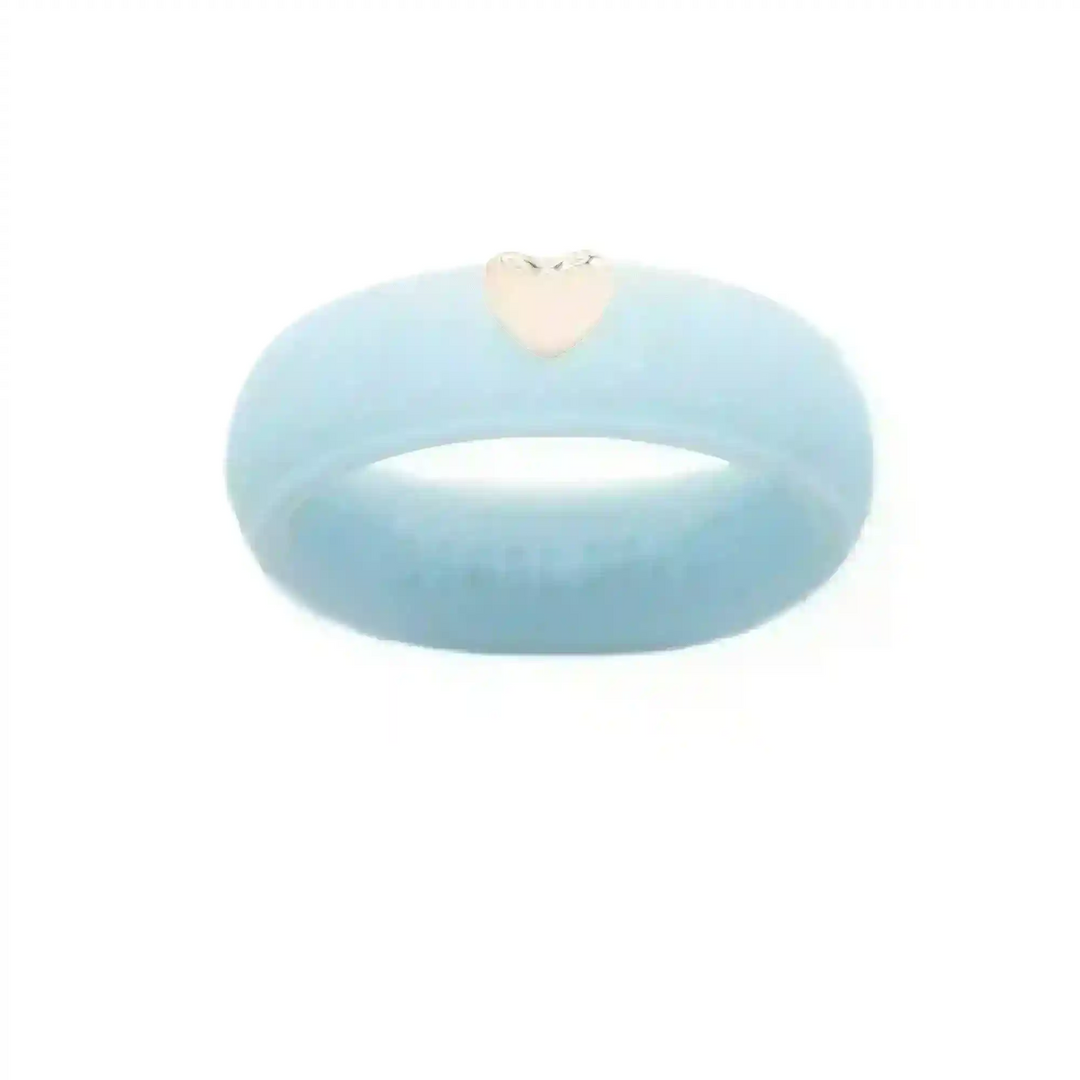 Puffy Gold Heart Silicone Ring - Size 8