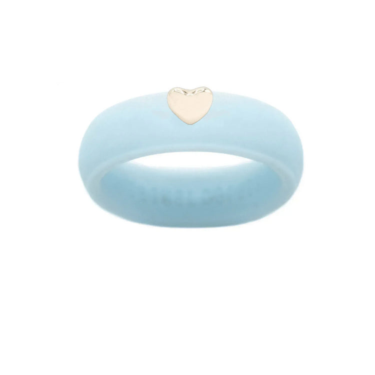 Puffy Gold Heart Silicone Ring - Size 9