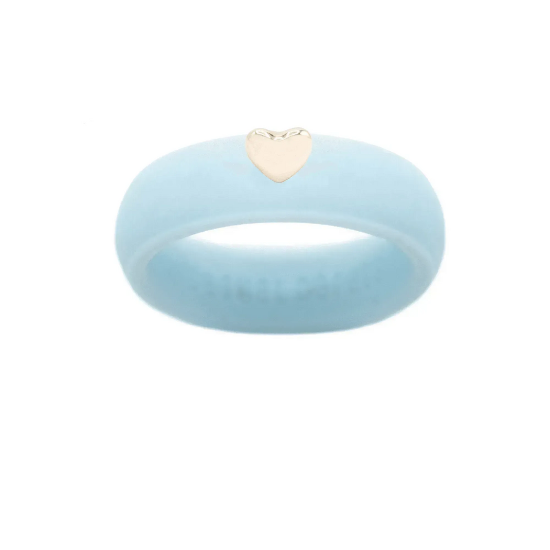 Puffy Gold Heart Silicone Ring - Size 9