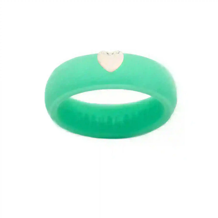 Puffy Gold Heart Silicone Ring - Size 8