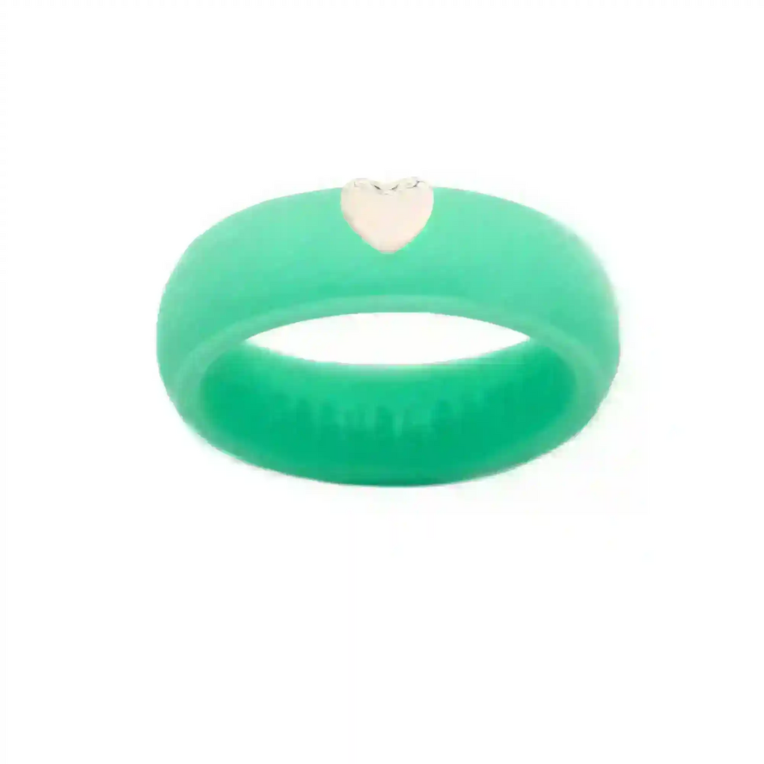 Puffy Gold Heart Silicone Ring - Size 8