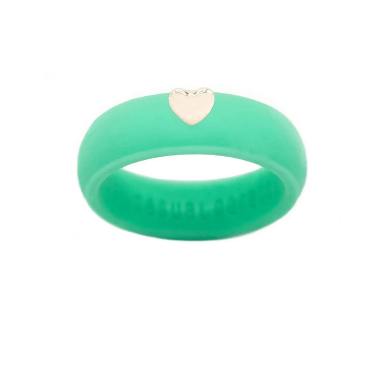 Puffy Gold Heart Silicone Ring - Size 9