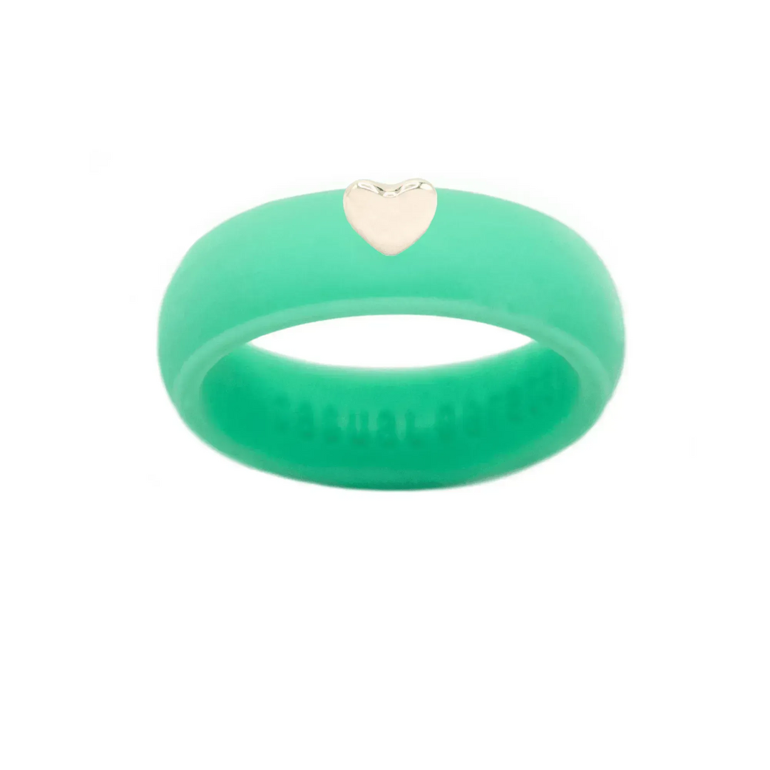 Puffy Gold Heart Silicone Ring - Size 9