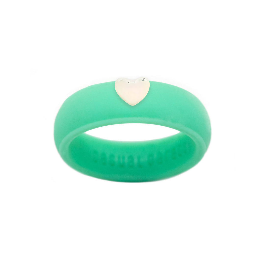 Puffy Gold Heart Silicone Ring - Size 9