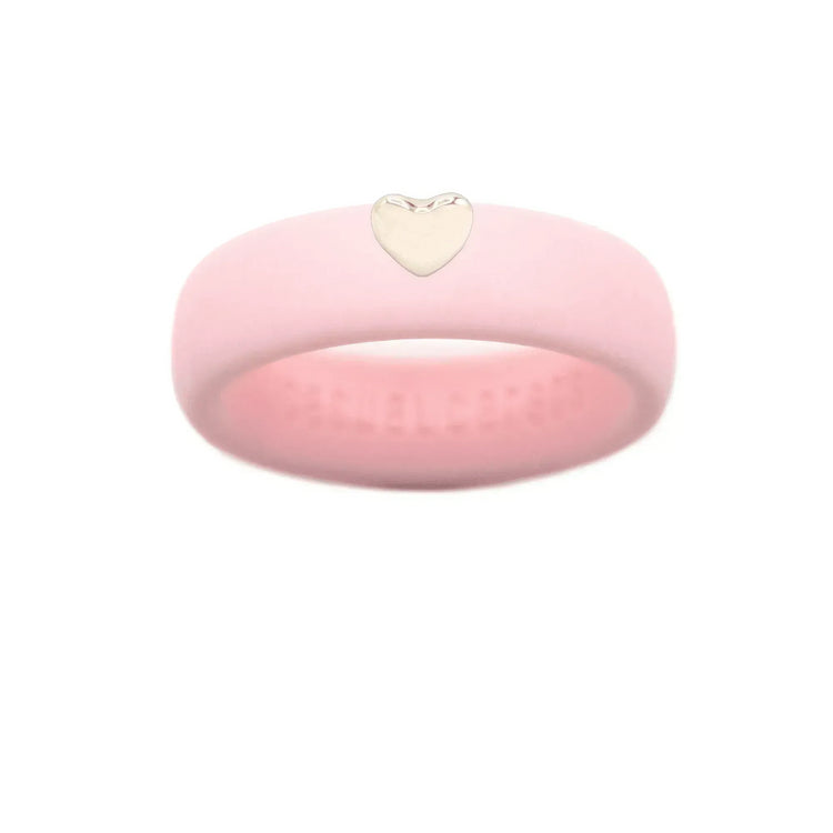 Puffy Gold Heart Silicone Ring - Size 9